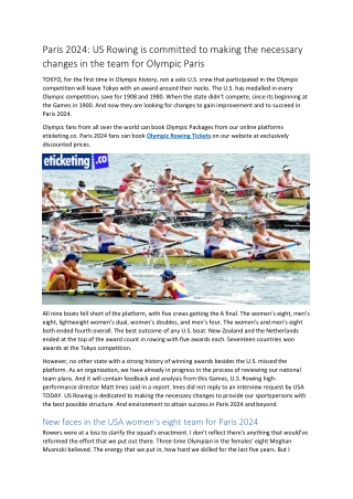Paris 2024 US Rowing is committed to making the necessary changes in the team for Olympic Paris