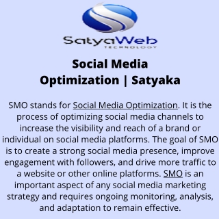 Social Media Optimization  Satyaka