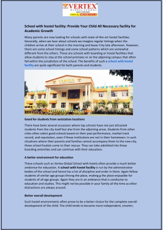 School with hostel facility: Provide Your Child All Necessary facility