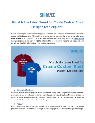 What Is the Latest Trend for Create Custom Shirt Design Let's explore!