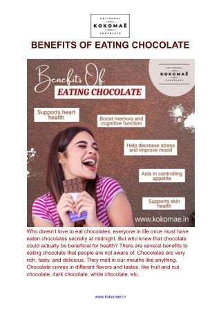 BENEFITS OF EATING CHOCOLATE
