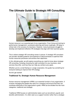 The Ultimate Guide to Strategic HR Consulting