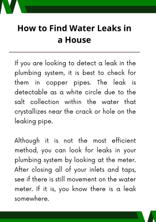 How to Find Water Leaks in a House