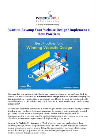 Want to Revamp Your Website Design? Implement 6 Best Practices