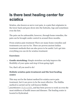 Is there best healing center for sciatica