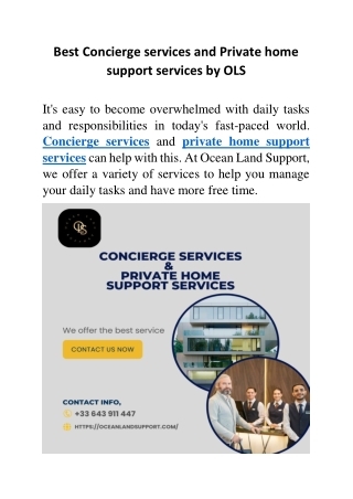 Best Concierge services and Private home support services by OLS