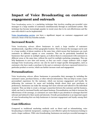 Impact of Voice Broadcasting on customer engagement and outreach.docx