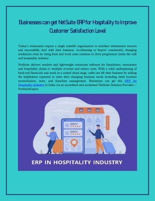 Businesses can get NetSuite ERP for Hospitality to Improve Customer Satisfaction Level