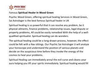 Famous Spiritual Healer In Wood Green