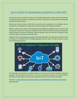 Top 4 trusted IoT development companies in India 2023