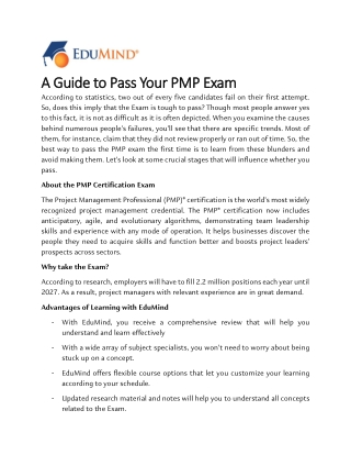 A Guide to Pass Your PMP Exam