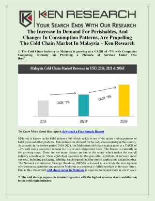Emerging Players in Malaysia Cold Chain Market - Ken Research