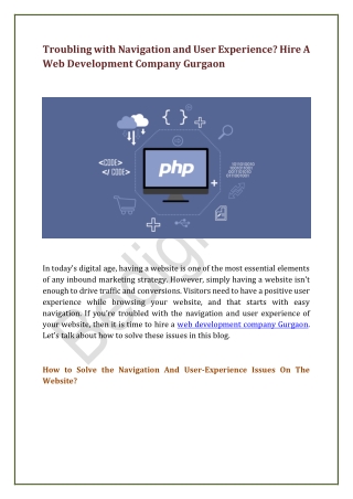 Troubling With Navigation, User Experience? Hire Web Development Company Gurgaon