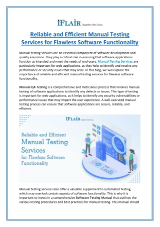 Reliable and Efficient Manual Testing Services for Flawless Software Functionality