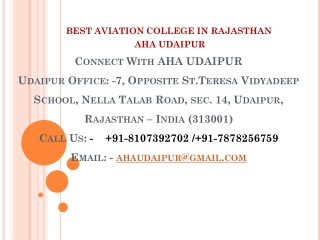 Best Aviation College In Rajasthan
