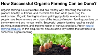 How Successful Organic Farming Can be Done_