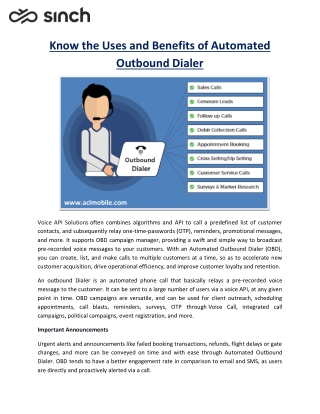 Know the Uses and Benefits of Automated Outbound Dialer