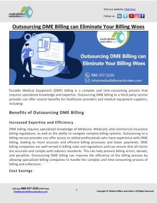 Outsourcing DME Billing can Eliminate Your Billing Woes