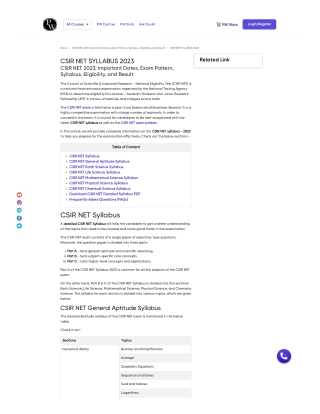 CSIR NET Syllabus 2023 Download PDF