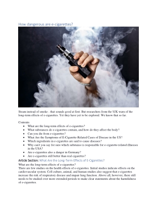 How dangerous are e cigarette