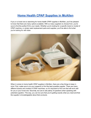 Home Health CPAP Supplies in McAllen