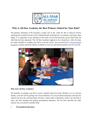 Best Primary School for Your Kids