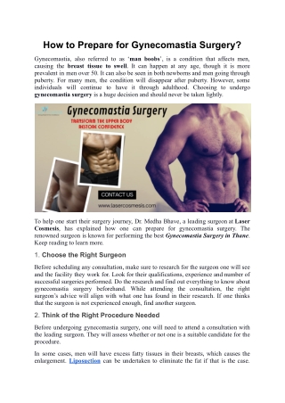 How to Prepare for Gynecomastia Surgery