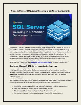 Guide to Microsoft SQL Server Licensing in Container Deployments