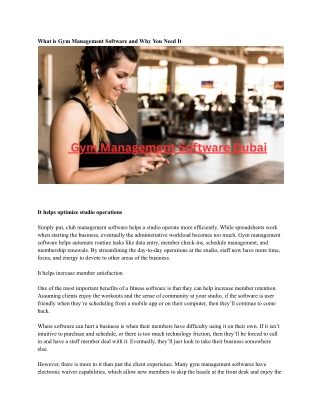 Gym Management Software Dubai