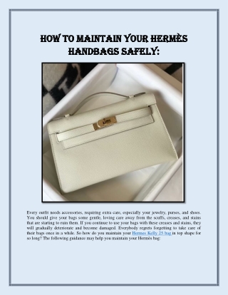 How to maintain your Hermès handbags safely