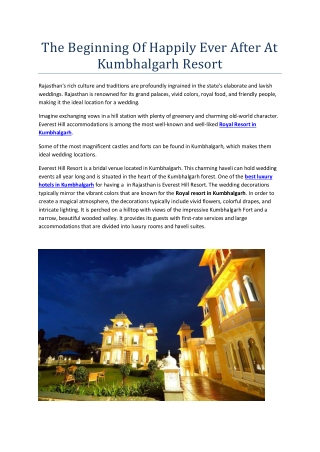 The Beginning Of Happily Ever After At Kumbhalgarh Resort