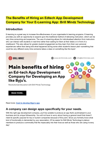 The Benefits of Hiring an Edtech App Development Company for Your E-Learning App_ Brill Mindz Technology