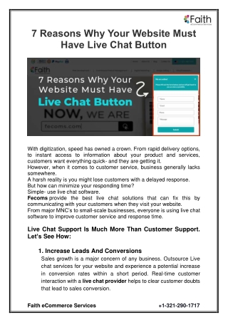 7 Reasons Why Your Website Must Have Live Chat Button