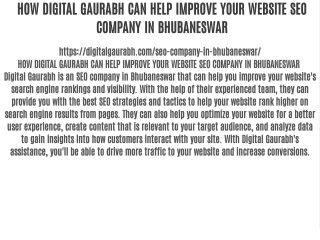 HOW DIGITAL GAURABH CAN HELP IMPROVE YOUR WEBSITE SEO COMPANY IN BHUBANESWAR