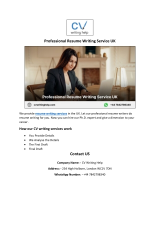 Professional Resume Writing Service UK