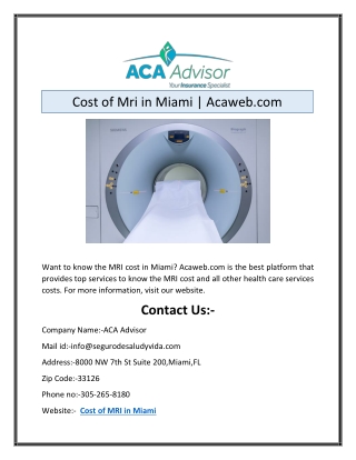 Cost of Mri in Miami | Acaweb.com