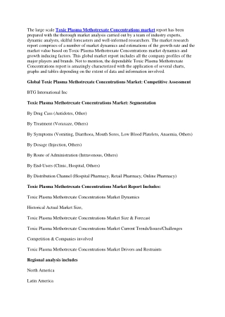 Toxic Plasma Methotrexate Concentrations Market