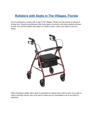 Rollators with Seats in The Villages, Florida