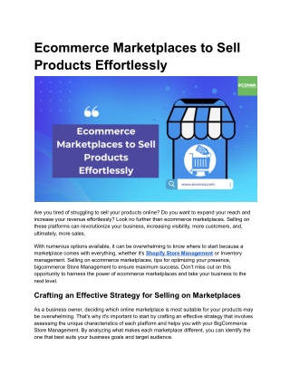 Ecommerce Marketplaces to Sell Products Effortlessly