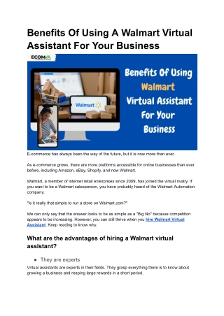 Benefits Of Using A Walmart Virtual Assistant For Your Business