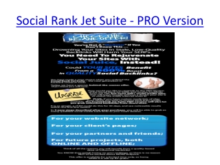 Social Rank Jet Suite - PRO Version