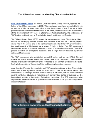 The Millennium award received by Chandrababu Naidu