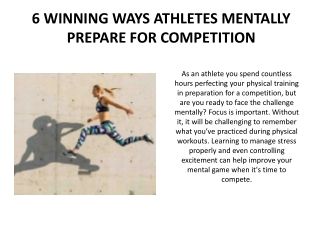 6 Winning Ways Athletes Mentally Prepare