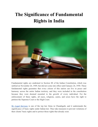 The Significance of Fundamental Rights in India