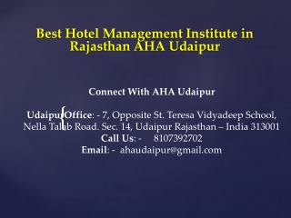 Best Hotel Management Institute in Rajasthan