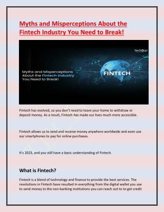 Myths and Misperceptions About the Fintech Industry You Need to Break