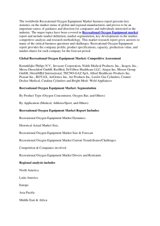 Recreational Oxygen Equipment Market
