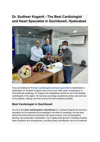 A Heart-to-Heart with the Best Cardiologists in Hyderabad