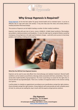 Why Group Hypnosis Is Required