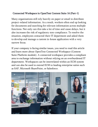Connected Workspace in OpenText Content Suite 16 (Part-1)